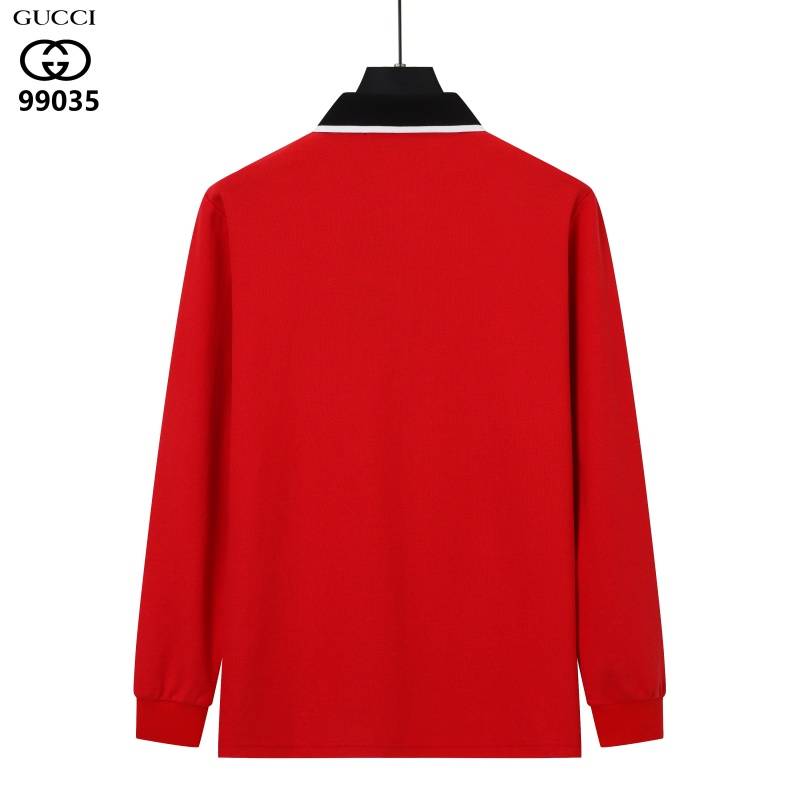 GUCCI グッチ メンズ 長袖Tシャツ ロンT クルーネック 袖リブ ロゴプリント オーバーサイズ レイヤード ブラック レッド ホワイト - 画像 4