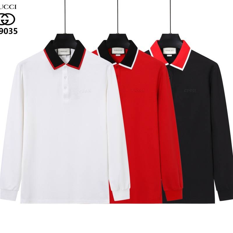 GUCCI グッチ メンズ 長袖Tシャツ ロンT クルーネック 袖リブ ロゴプリント オーバーサイズ レイヤード ブラック レッド ホワイト - 画像 5