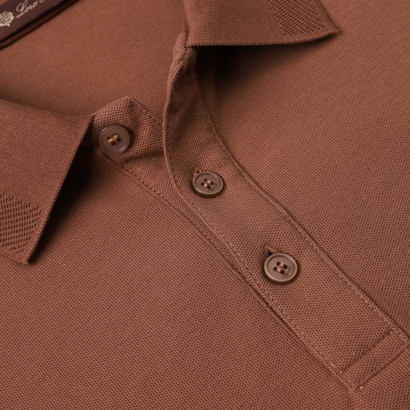 Loro Piana ロロピアーナ メンズ 長袖ポロシャツ ロンT クルーネック 袖リブ トップス フロントロゴ ブラック ホワイト ローズブラウン - 画像 14