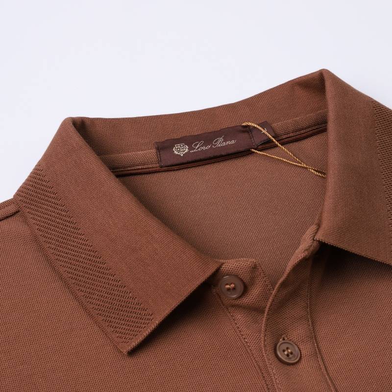 Loro Piana ロロピアーナ メンズ 長袖ポロシャツ ロンT クルーネック 袖リブ トップス フロントロゴ ブラック ホワイト ローズブラウン - 画像 16