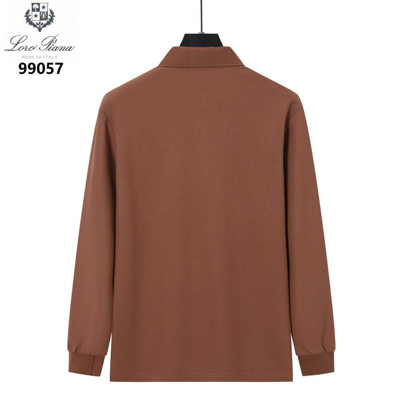 Loro Piana メンズ 長袖Tシャツ ロンT クルーネック 袖リブ ロゴ刺繍 オーバーサイズ ブラック ホワイト ブラウン - 画像 5