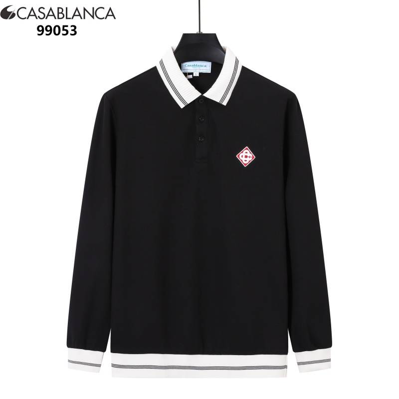 CASABLANCA メンズ 長袖Tシャツ ロンT クルーネック 袖リブ ロゴプリント オーバーサイズ ブラック ホワイト ブルー - 画像 2