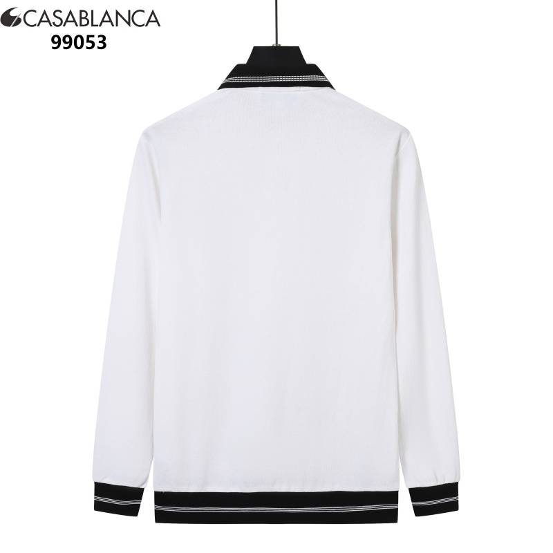 CASABLANCA メンズ 長袖Tシャツ ロンT クルーネック 袖リブ ロゴプリント オーバーサイズ ブラック ホワイト ブルー - 画像 3
