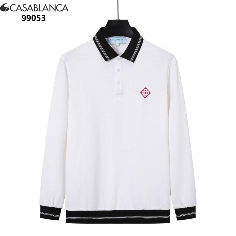 CASABLANCA メンズ 長袖Tシャツ ロンT クルーネック 袖リブ ロゴプリント オーバーサイズ ブラック ホワイト ブルー - 画像 4