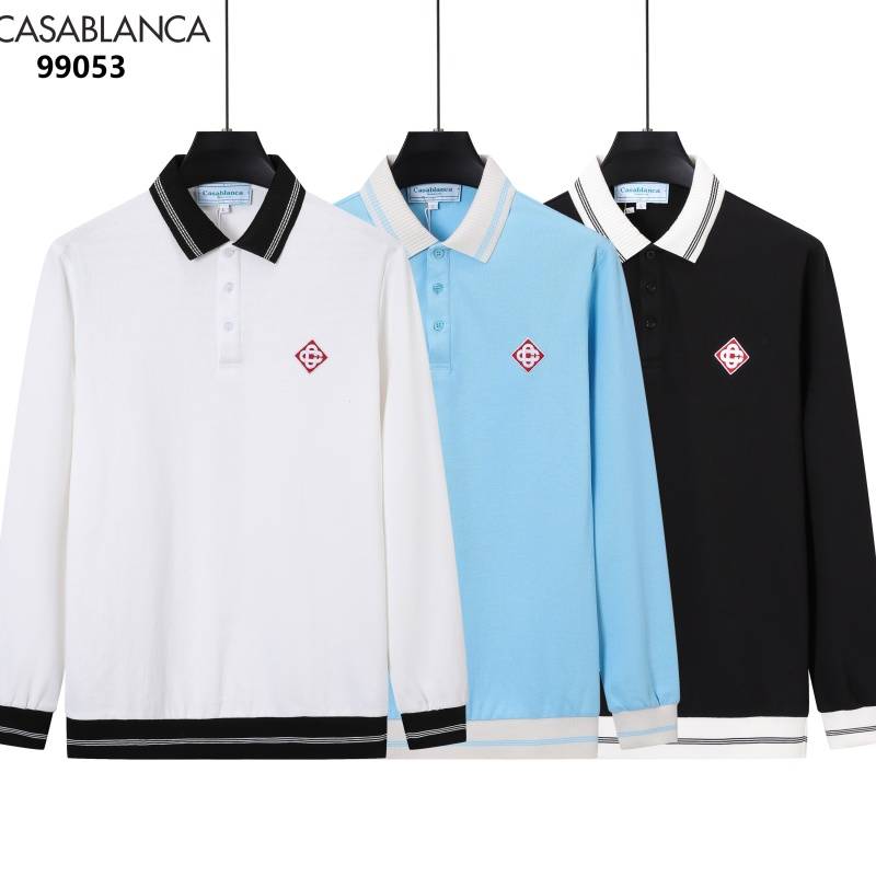 CASABLANCA メンズ 長袖Tシャツ ロンT クルーネック 袖リブ ロゴプリント オーバーサイズ ブラック ホワイト ブルー - 画像 5