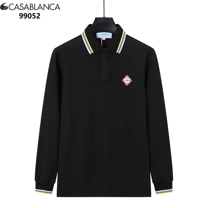 CASABLANCA カサブランカ メンズ ロンT 長袖Tシャツ クルーネック 袖リブ ロゴ刺繍 オーバーサイズ ブラック ホワイト ブルー