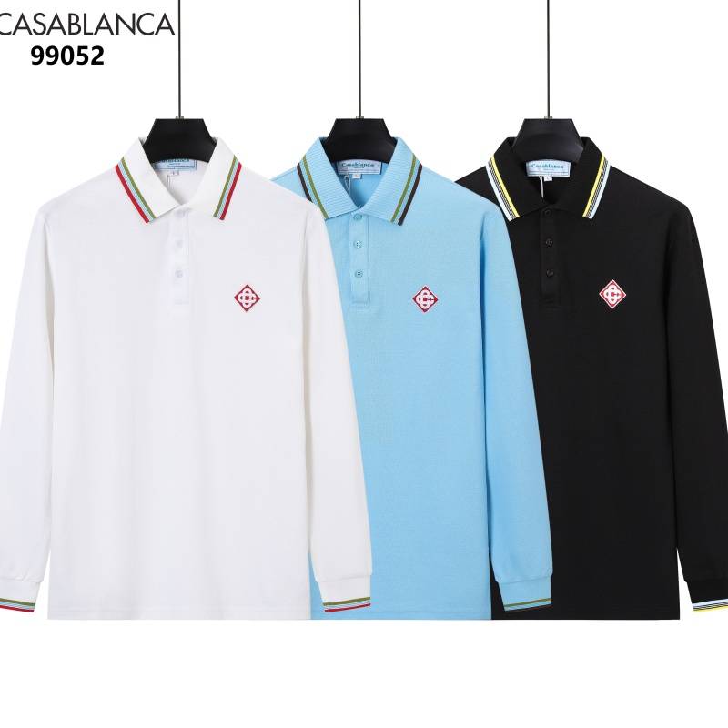 CASABLANCA カサブランカ メンズ ロンT 長袖Tシャツ クルーネック 袖リブ ロゴ刺繍 オーバーサイズ ブラック ホワイト ブルー - 画像 3