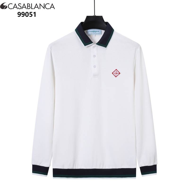 CASABLANCA メンズ 長袖Tシャツ ロンT クルーネック 袖リブ ロゴプリント オーバーサイズ ブラック ホワイト ネイビー ベージュ ライトブルー
