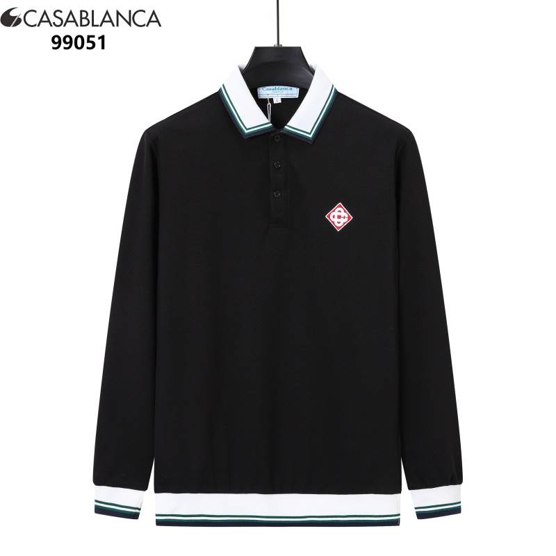 CASABLANCA メンズ 長袖Tシャツ ロンT クルーネック 袖リブ ロゴプリント オーバーサイズ ブラック ホワイト ネイビー ベージュ ライトブルー - 画像 2
