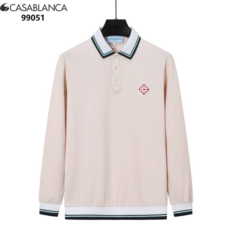 CASABLANCA メンズ 長袖Tシャツ ロンT クルーネック 袖リブ ロゴプリント オーバーサイズ ブラック ホワイト ネイビー ベージュ ライトブルー - 画像 6