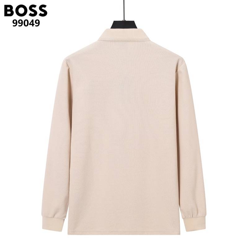 BOSS メンズ 長袖Tシャツ ロンT クルーネック 袖リブ ロゴプリント オーバーサイズ 美シルエット ブラック - 画像 4