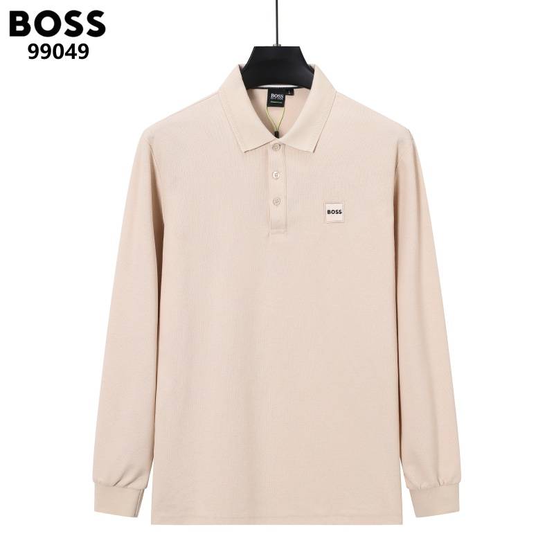 BOSS メンズ 長袖Tシャツ ロンT クルーネック 袖リブ ロゴプリント オーバーサイズ 美シルエット ブラック - 画像 5