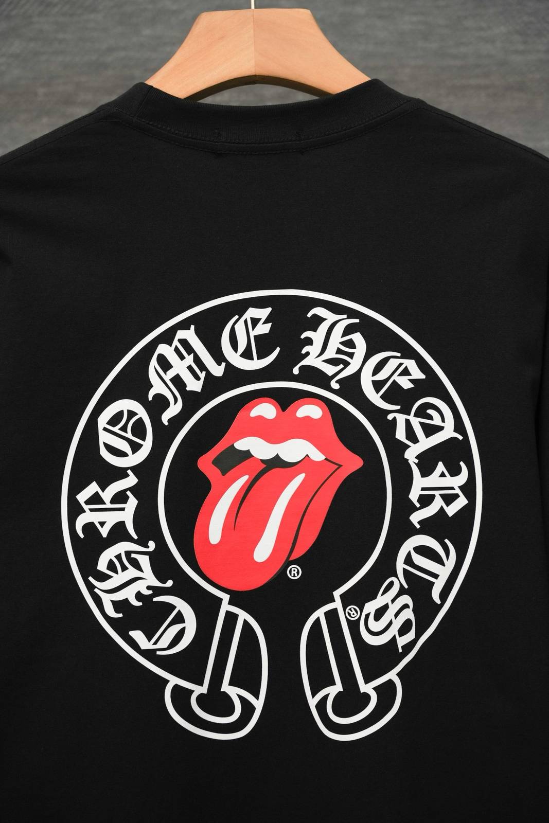 CHROME HEARTS クロムハーツ メンズ ロンT 長袖Tシャツ クルーネック 袖リブ ロゴプリント オーバーサイズ ブラック - 画像 6