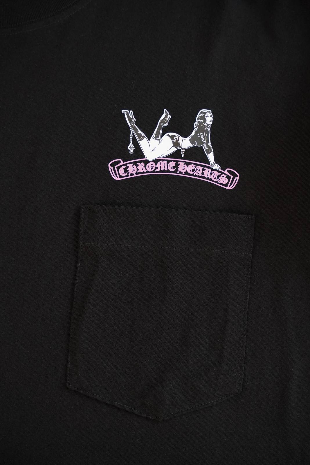 CHROME HEARTS クロムハーツ メンズ ロンT 長袖Tシャツ クルーネック 袖リブ アームプリント オーバーサイズ ブラック - 画像 4