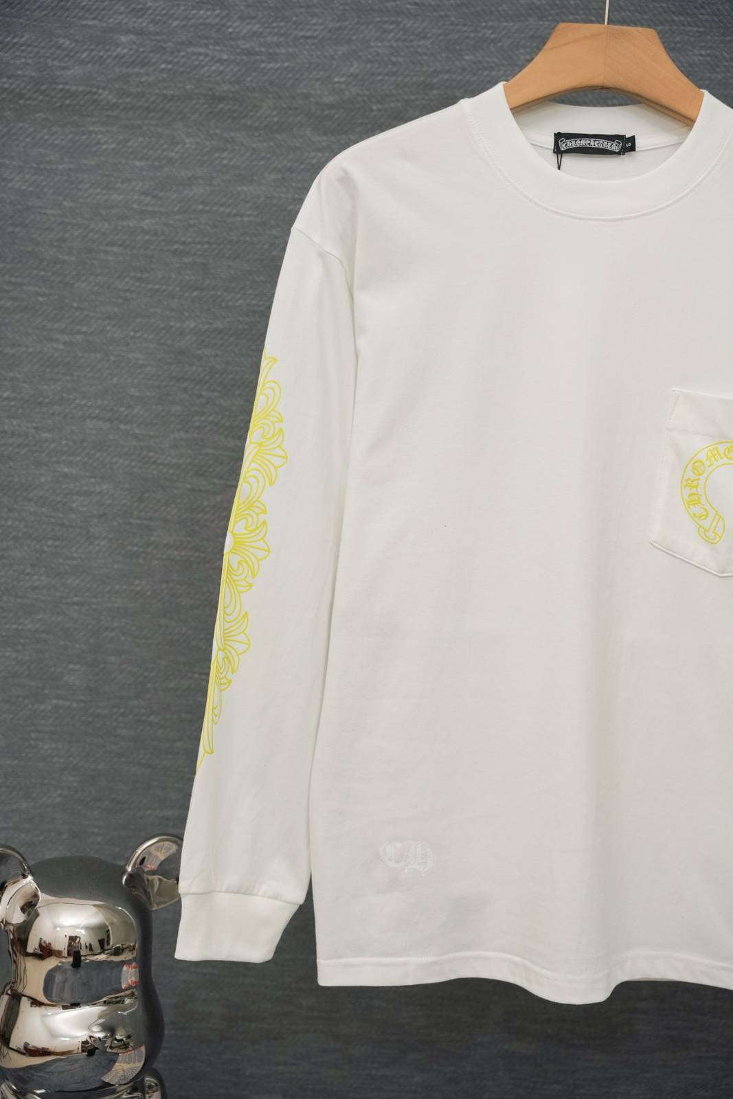 CHROME HEARTS クロムハーツ メンズ ロンT 長袖Tシャツ クルーネック 袖リブ アームプリント オーバーサイズ ブラック - 画像 6