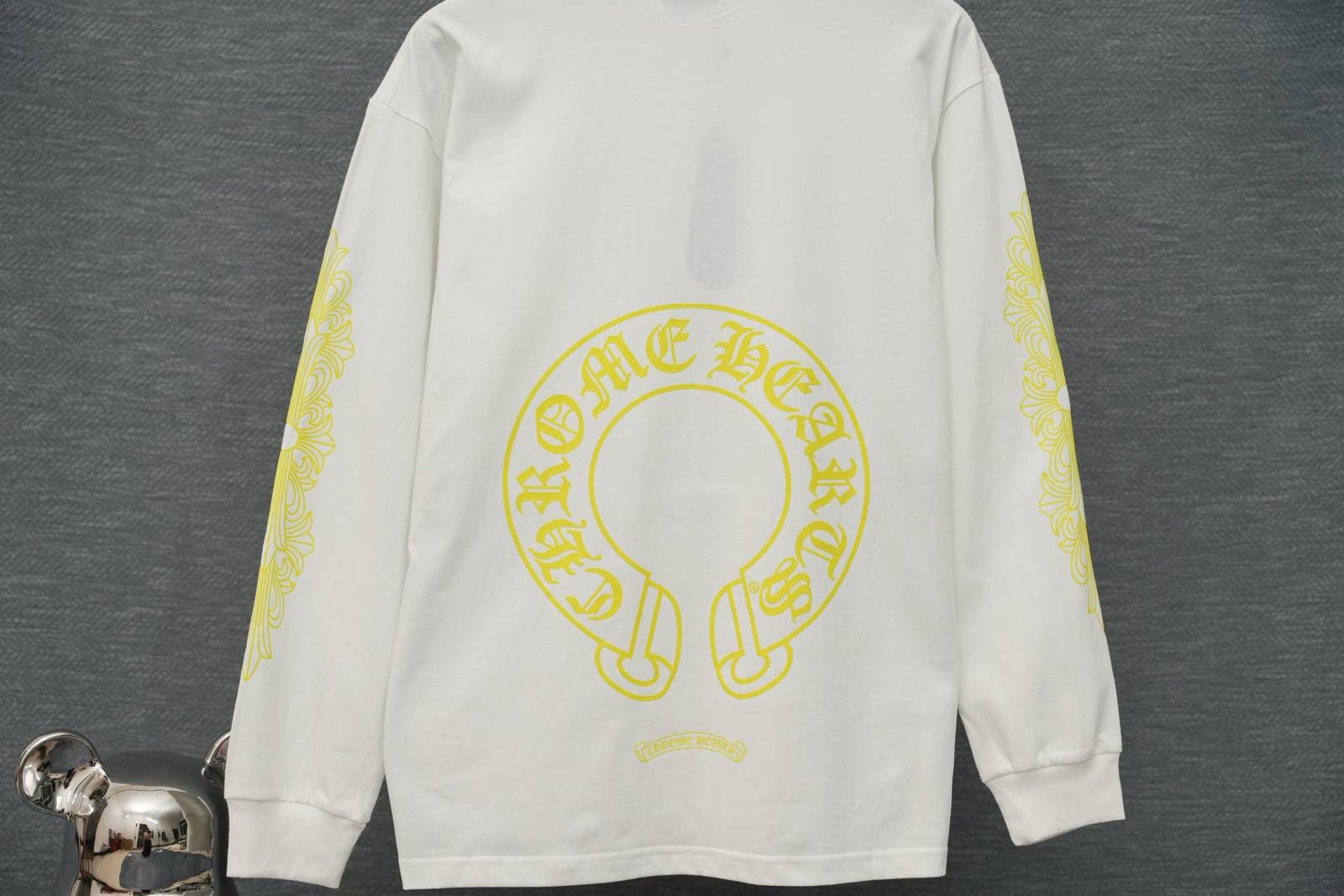 CHROME HEARTS クロムハーツ メンズ ロンT 長袖Tシャツ クルーネック 袖リブ アームプリント オーバーサイズ ブラック - 画像 7