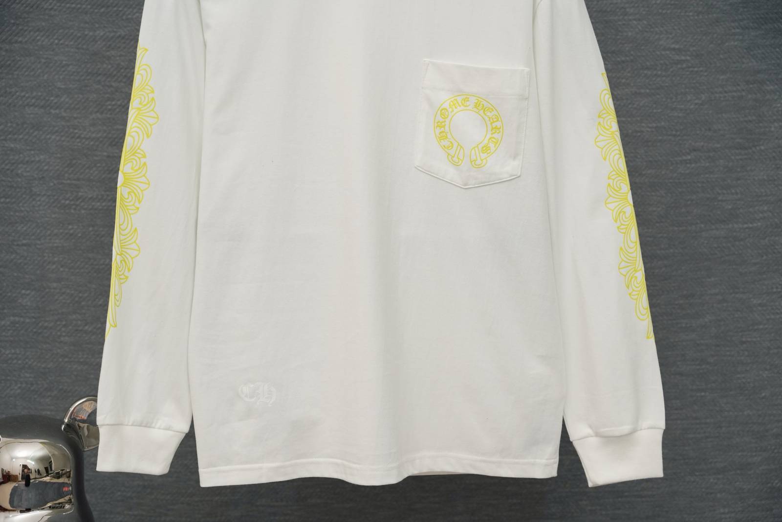 CHROME HEARTS クロムハーツ メンズ ロンT 長袖Tシャツ クルーネック 袖リブ アームプリント オーバーサイズ ブラック - 画像 10