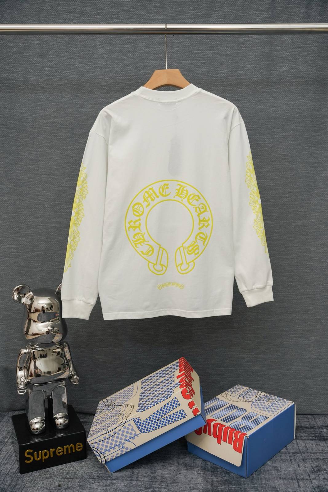 CHROME HEARTS クロムハーツ メンズ ロンT 長袖Tシャツ クルーネック 袖リブ アームプリント オーバーサイズ ブラック - 画像 14