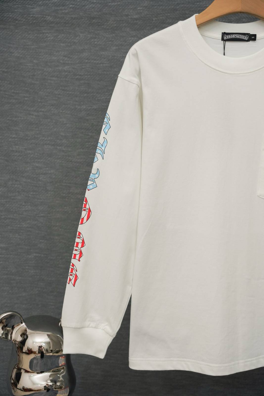 CHROME HEARTS クロムハーツ メンズ 長袖Tシャツ ロンT クルーネック 袖リブ アームプリント オーバーサイズ ブラック - 画像 5