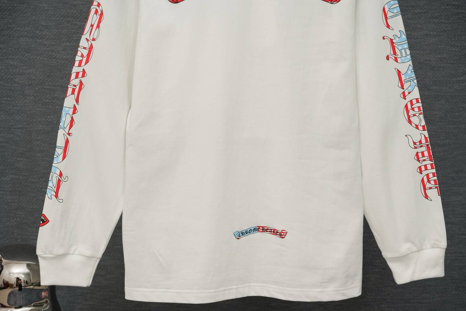CHROME HEARTS クロムハーツ メンズ 長袖Tシャツ ロンT クルーネック 袖リブ アームプリント オーバーサイズ ブラック - 画像 6