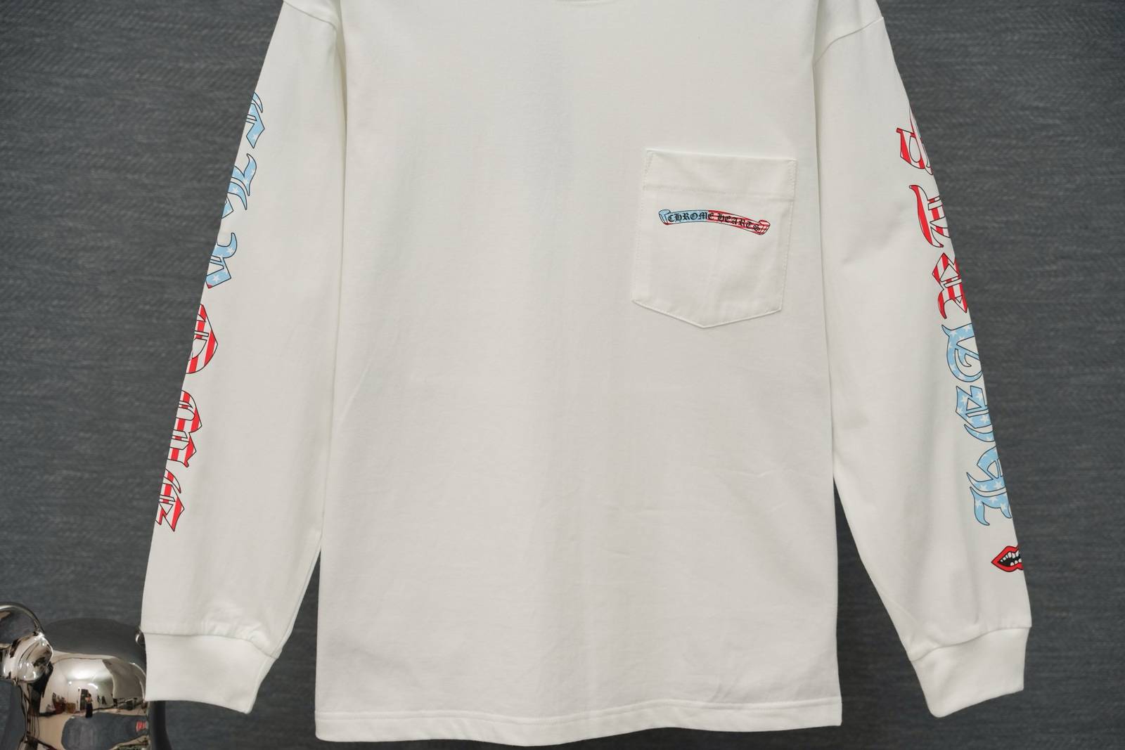 CHROME HEARTS クロムハーツ メンズ 長袖Tシャツ ロンT クルーネック 袖リブ アームプリント オーバーサイズ ブラック - 画像 13