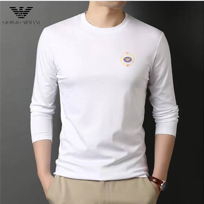 ARMANI ジョルジオアルマーニ メンズ ロンT 長袖Tシャツ クルーネック 袖リブ ロゴプリント フレンドリーなフィット ブラック - 画像 8