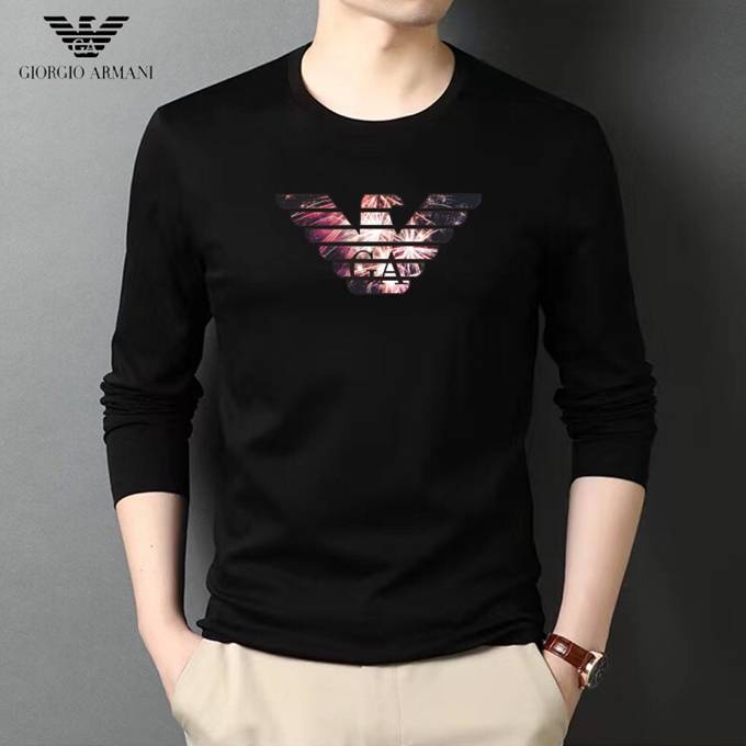 GIORGIO ARMANI ジョルジオアルマーニ メンズ 長袖Tシャツ ロンT クルーネック 袖リブ ロゴプリント オーバーサイズ ホワイト ブラック - 画像 7