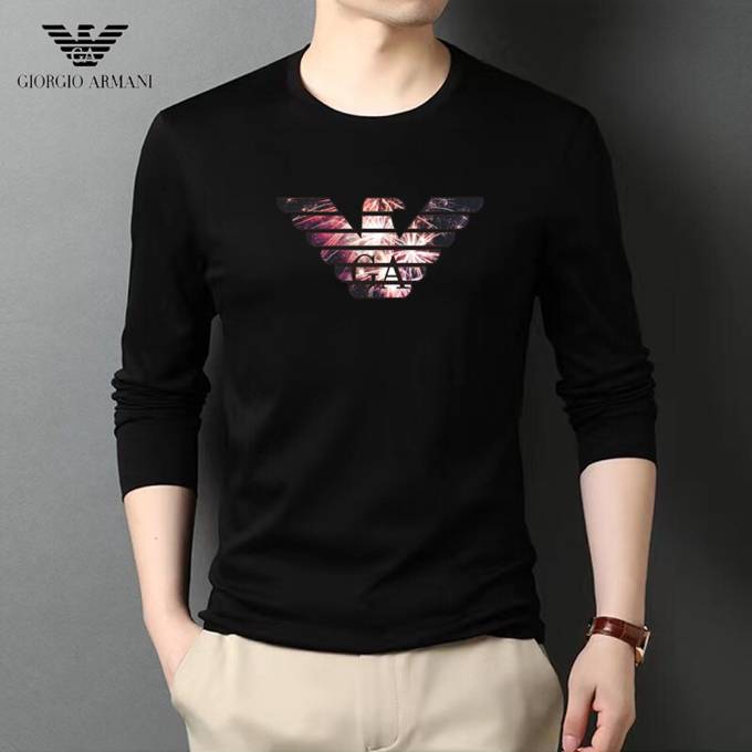GIORGIO ARMANI ジョルジオアルマーニ メンズ 長袖Tシャツ ロンT クルーネック 袖リブ ロゴプリント オーバーサイズ ホワイト ブラック - 画像 8