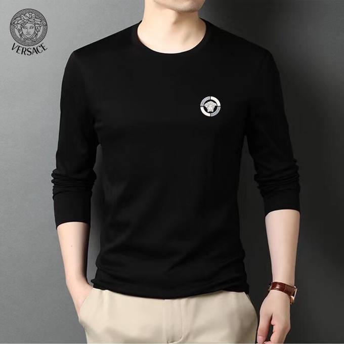VERSACE ヴェルサーチ メンズ ロンT 長袖Tシャツ クルーネック 袖リブ ロゴプリント オーバーサイズ ホワイト ブラック - 画像 7