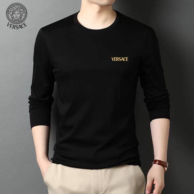 VERSACE ヴェルサーチ メンズ ロンT 長袖Tシャツ クルーネック 袖リブ ロゴプリント オーバーサイズ ブラック - 画像 8