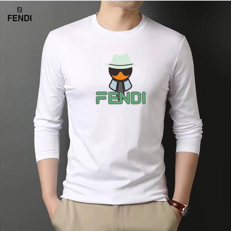 FENDI メンズ ロンT 長袖Tシャツ クルーネック 袖リブ ロゴプリント オーバーサイズ ブラック - 画像 9