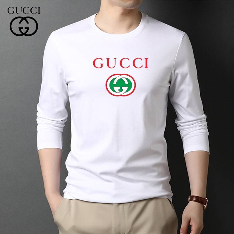 GUCCI グッチ メンズ ロンT 長袖Tシャツ クルーネック 袖リブ ロゴプリント ヘビーウェイト ブラック - 画像 8