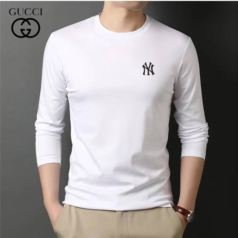 GUCCI グッチ メンズ 長袖Tシャツ ロンT クルーネック 袖リブ アームプリント オーバーサイズ ホワイト