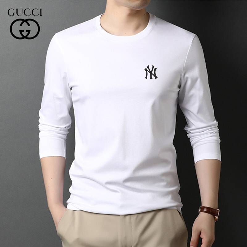GUCCI グッチ メンズ 長袖Tシャツ ロンT クルーネック 袖リブ アームプリント オーバーサイズ ホワイト - 画像 9