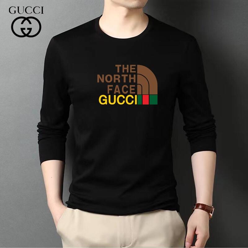GUCCI グッチ メンズ 長袖Tシャツ ロンT クルーネック 袖リブ ロゴプリント メンズ オーバーサイズ ブラック - 画像 7
