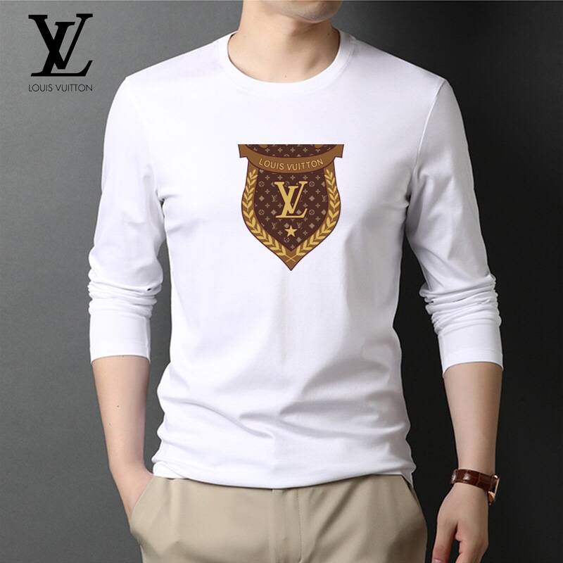 LOUIS VUITTON ロンT メンズ 長袖Tシャツ クルーネック 袖リブ ロゴプリント オーバーサイズ ブラック