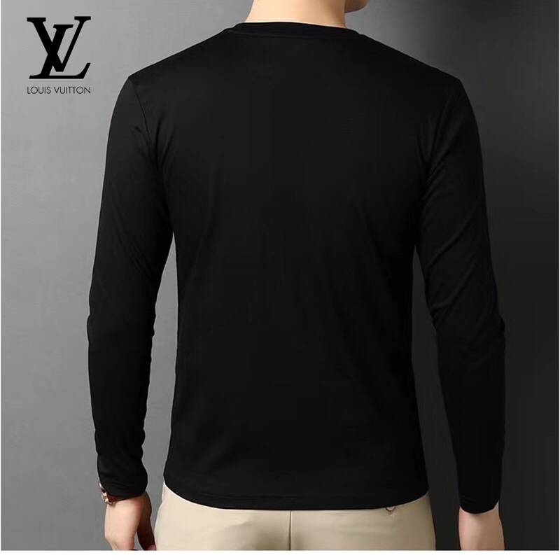 LOUIS VUITTON ロンT メンズ 長袖Tシャツ クルーネック 袖リブ ロゴプリント オーバーサイズ ブラック - 画像 6