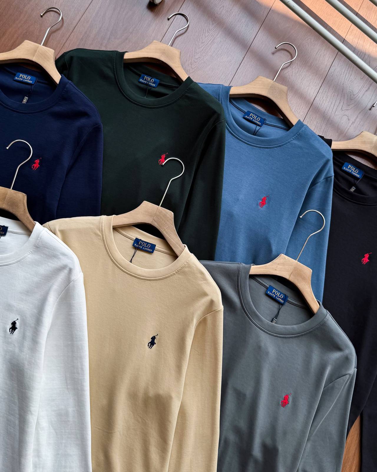 POLO RALPH LAUREN メンズ 長袖Tシャツ ロンT クルーネック 袖リブ ロゴプリント フレンドリーフィット ホワイト - 画像 7