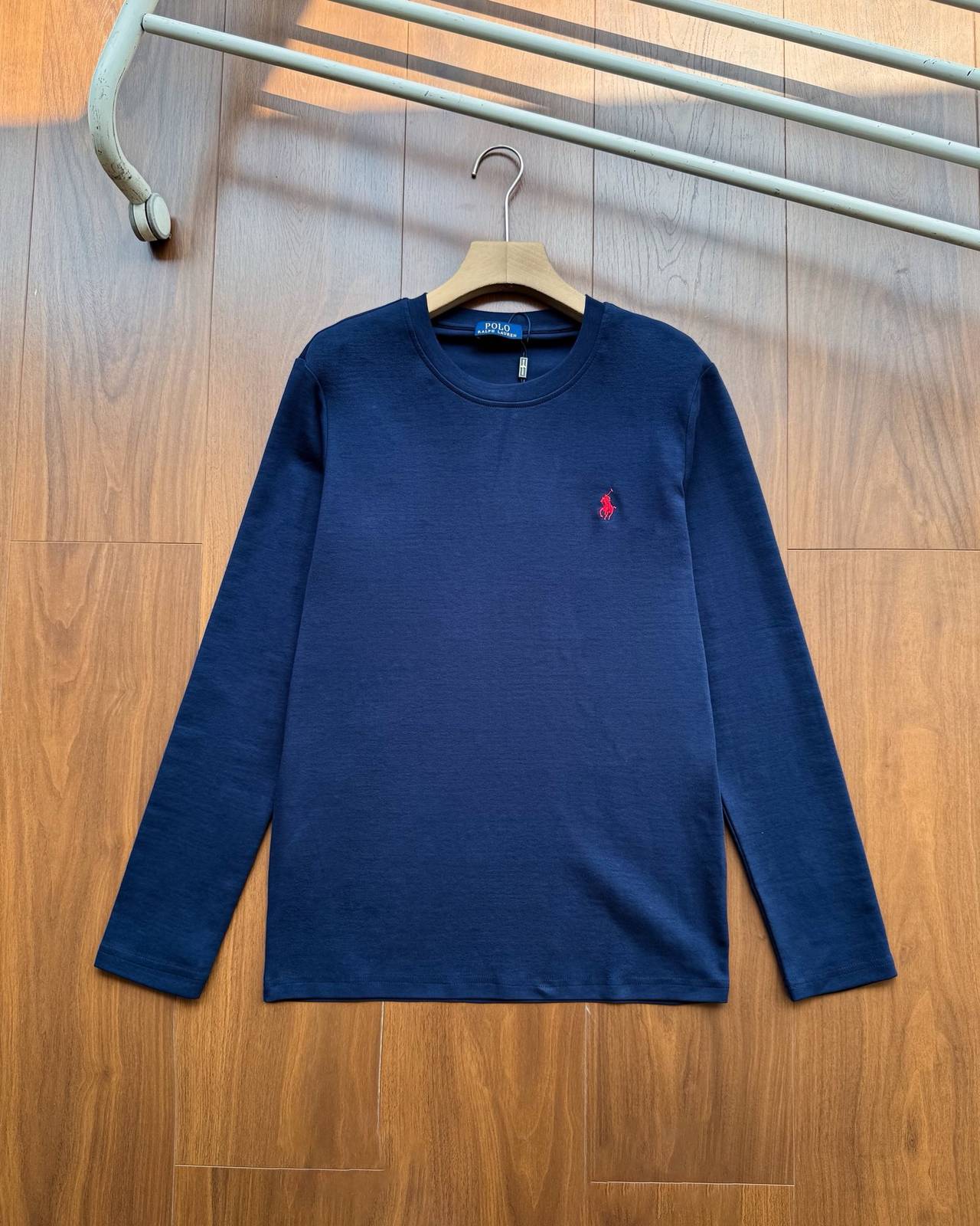 POLO RALPH LAUREN メンズ 長袖Tシャツ ロンT クルーネック 袖リブ ロゴプリント フレンドリーフィット ホワイト - 画像 9