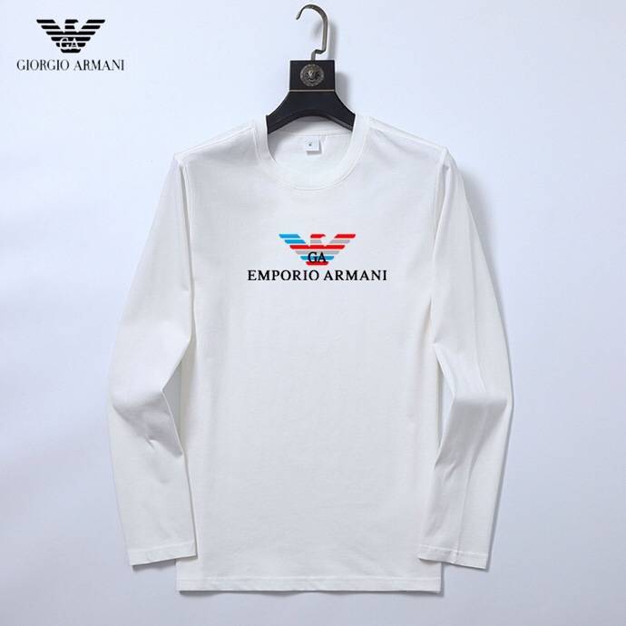 EMPORIO ARMANI メンズ ロンT 長袖Tシャツ クルーネック 袖リブ ロゴプリント ヘビーウェイト オーバーサイズ ブラック