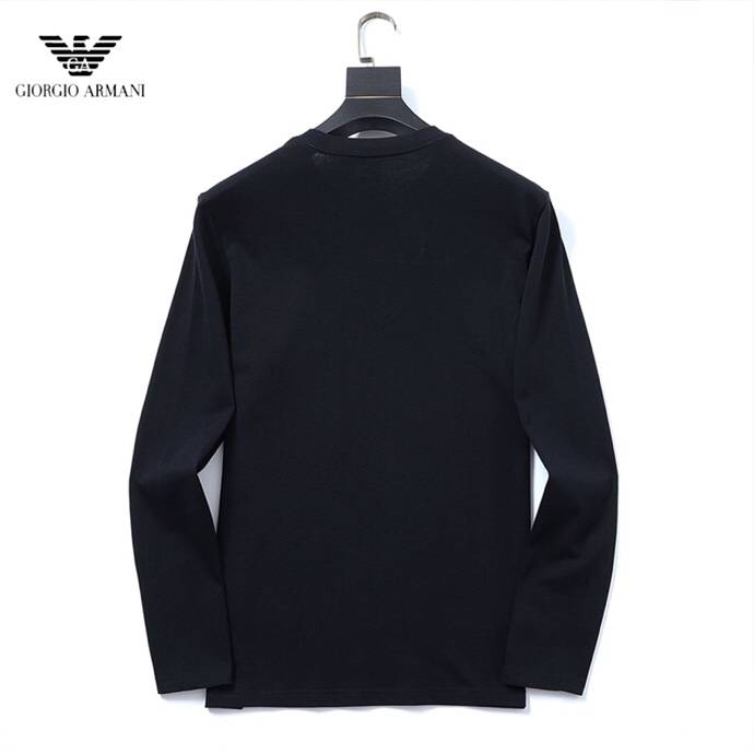 GIORGIO ARMANI メンズ ロンT 長袖Tシャツ クルーネック 袖リブ ロゴプリント オーバーサイズ ブラック - 画像 8