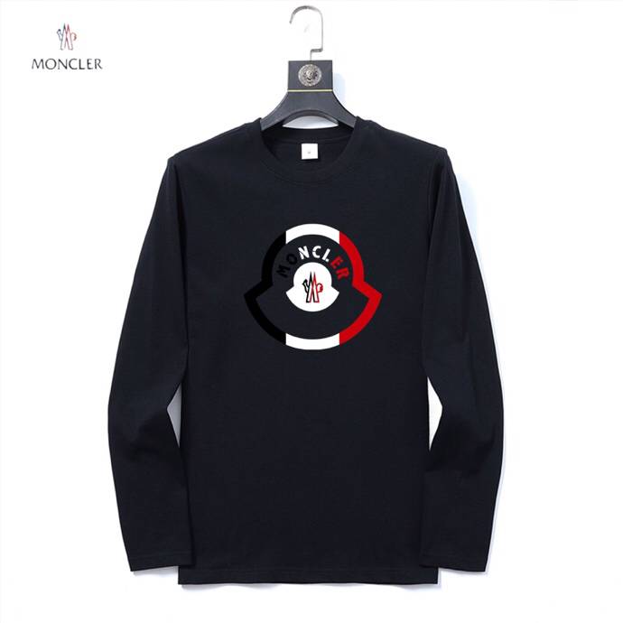 MONCLER モンクレール メンズ 長袖Tシャツ ロンT クルーネック 袖リブ ロゴプリント オーバーサイズ ヘビーウェイト ホワイト ブラック - 画像 9