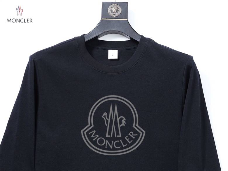 MONCLER モンクレール メンズ 長袖Tシャツ ロンT クルーネック 袖リブ サークルロゴ ヘビーウェイト オーバーサイズ ブラック - 画像 8