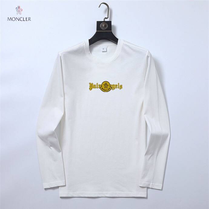 MONCLER モンクレール メンズ 長袖Tシャツ ロンT クルーネック 袖リブ ロゴプリント オーバーサイズ ブラック