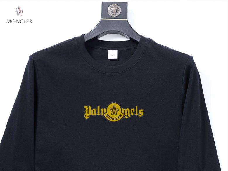 MONCLER モンクレール メンズ 長袖Tシャツ ロンT クルーネック 袖リブ ロゴプリント オーバーサイズ ブラック - 画像 7