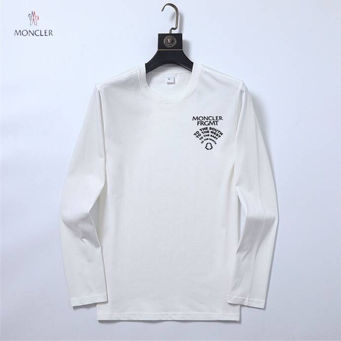 MONCLER モンクレール メンズ ロンT 長袖Tシャツ クルーネック 袖リブ ロゴプリント オーバーサイズ ブラック