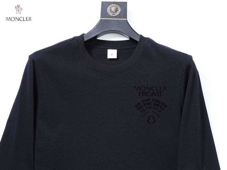 MONCLER モンクレール メンズ ロンT 長袖Tシャツ クルーネック 袖リブ ロゴプリント オーバーサイズ ブラック - 画像 7