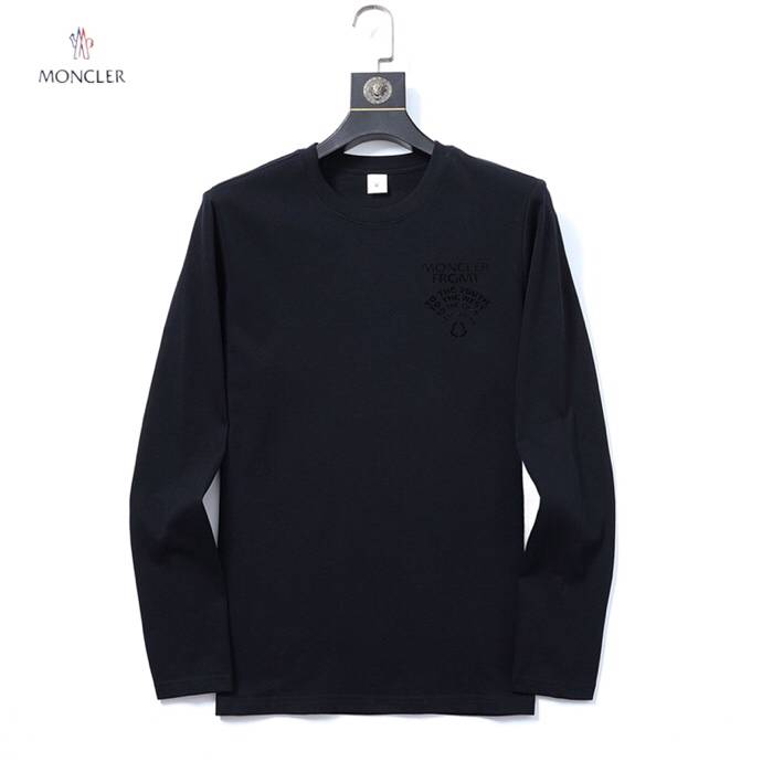 MONCLER モンクレール メンズ ロンT 長袖Tシャツ クルーネック 袖リブ ロゴプリント オーバーサイズ ブラック - 画像 9