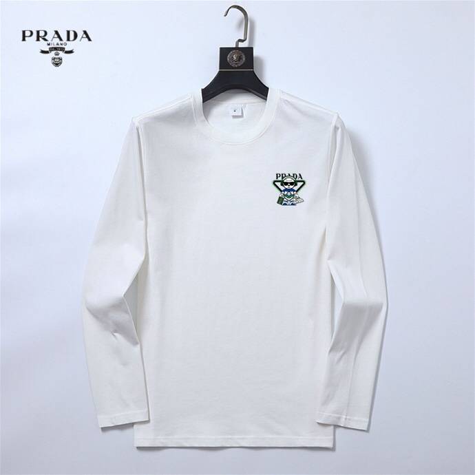 PRADA メンズ ロンT 長袖Tシャツ クルーネック 袖リブ ロゴプリント オーバーサイズ ブラック - 画像 8