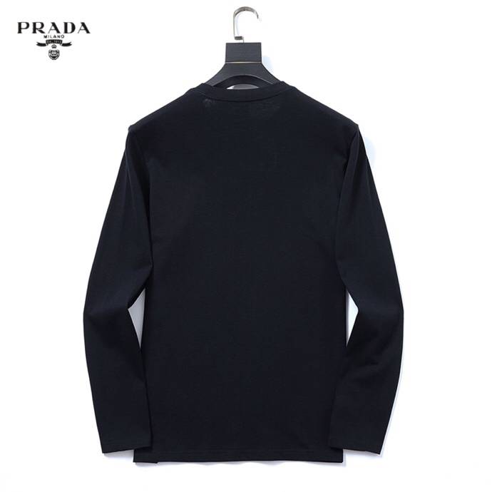 PRADA メンズ ロンT 長袖Tシャツ クルーネック 袖リブ ロゴプリント オーバーサイズ ブラック - 画像 9